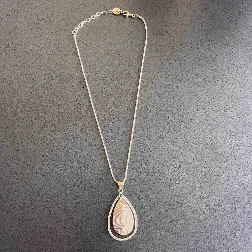 GALA Vintage Gypsy Pave Round Cut Teardrop Pendant Necklace Crystal